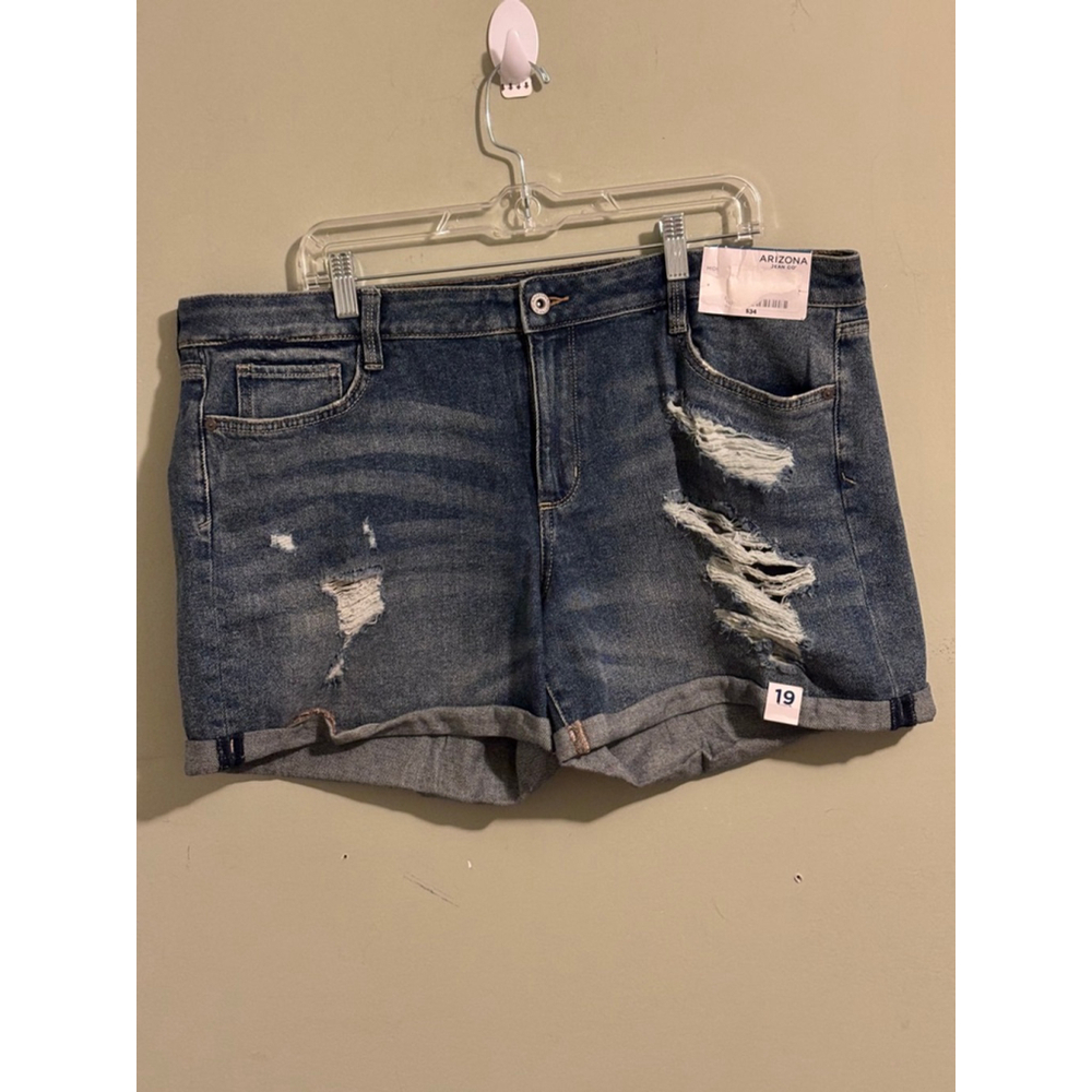 Women's Arizona Jean Co. Blue Distressed Denim Shorts Juniors 19, NWT